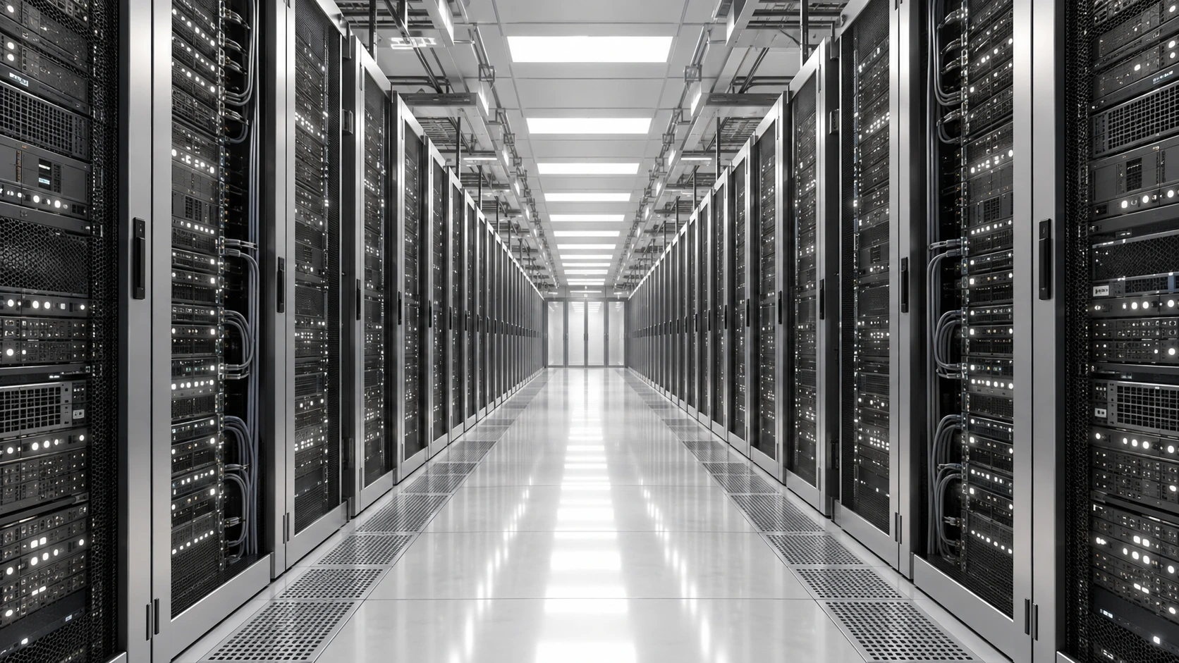 Illustrative server racks in a modern data center